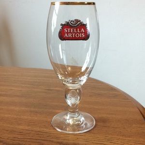 Stella Artois 40cl Stemmed Beer Glass Gold Rim
